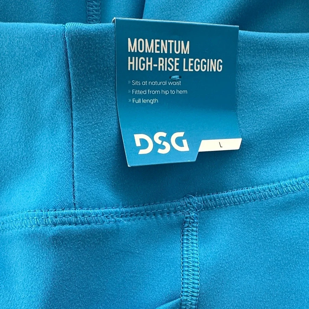 DSG Girls' Momentum High-Rise Leggings in Aqua Blue with White Stripes